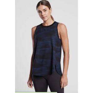 Athleta Zephyr Print Tank Blurred Camo Black Navy